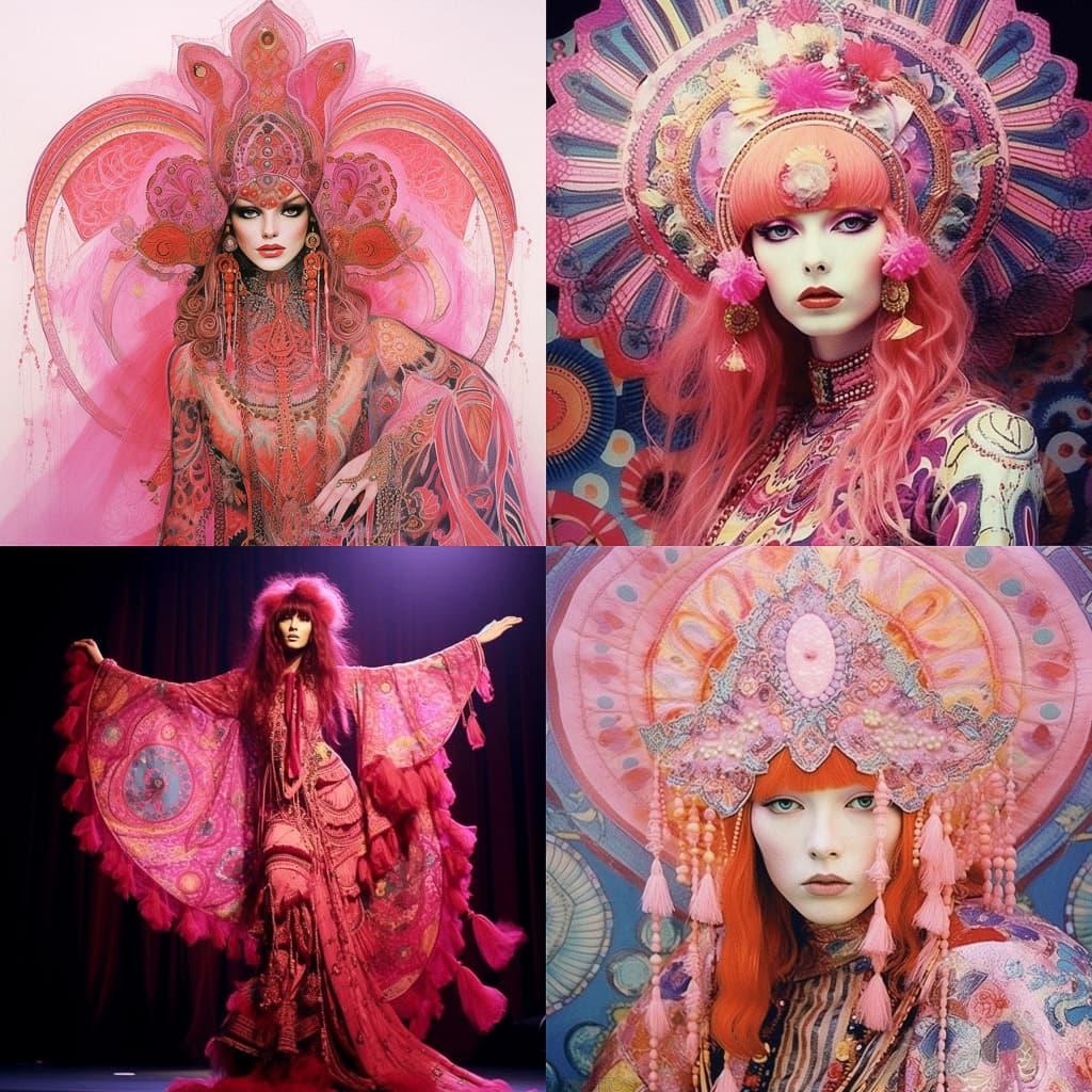Zandra Rhodes style, Midjourney V5.1, render 1 of 4