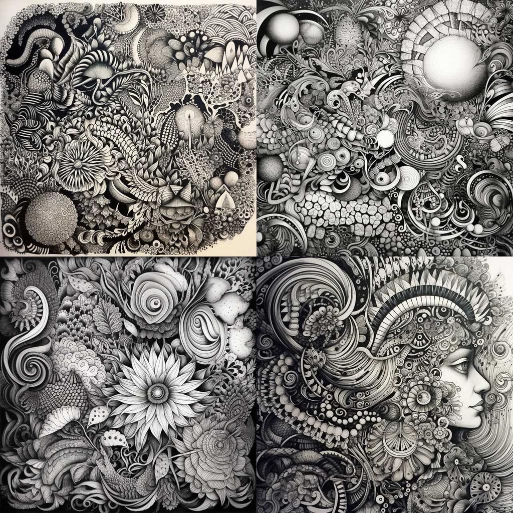 Zentangle style, Midjourney V5.1, render 1 of 4