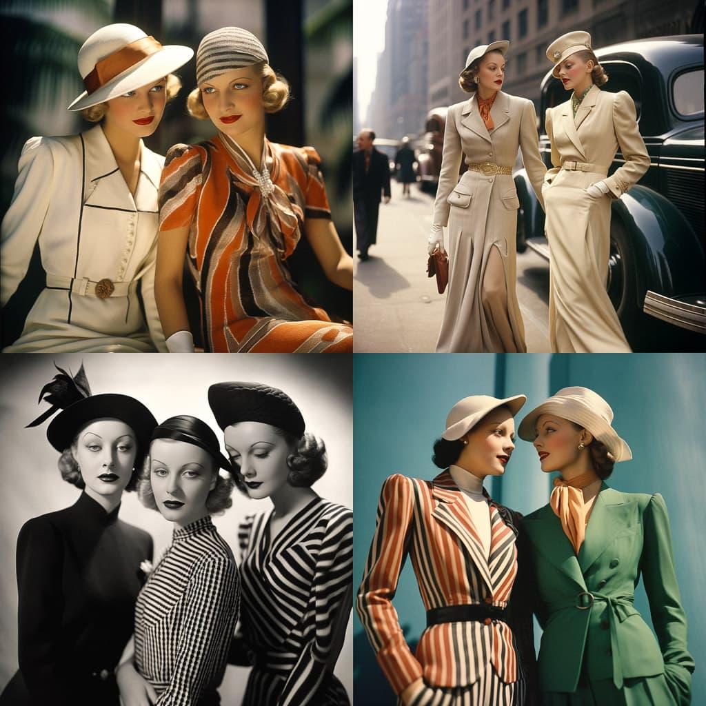 1930s fashion style, Midjourney V5.2, render 1 of 4