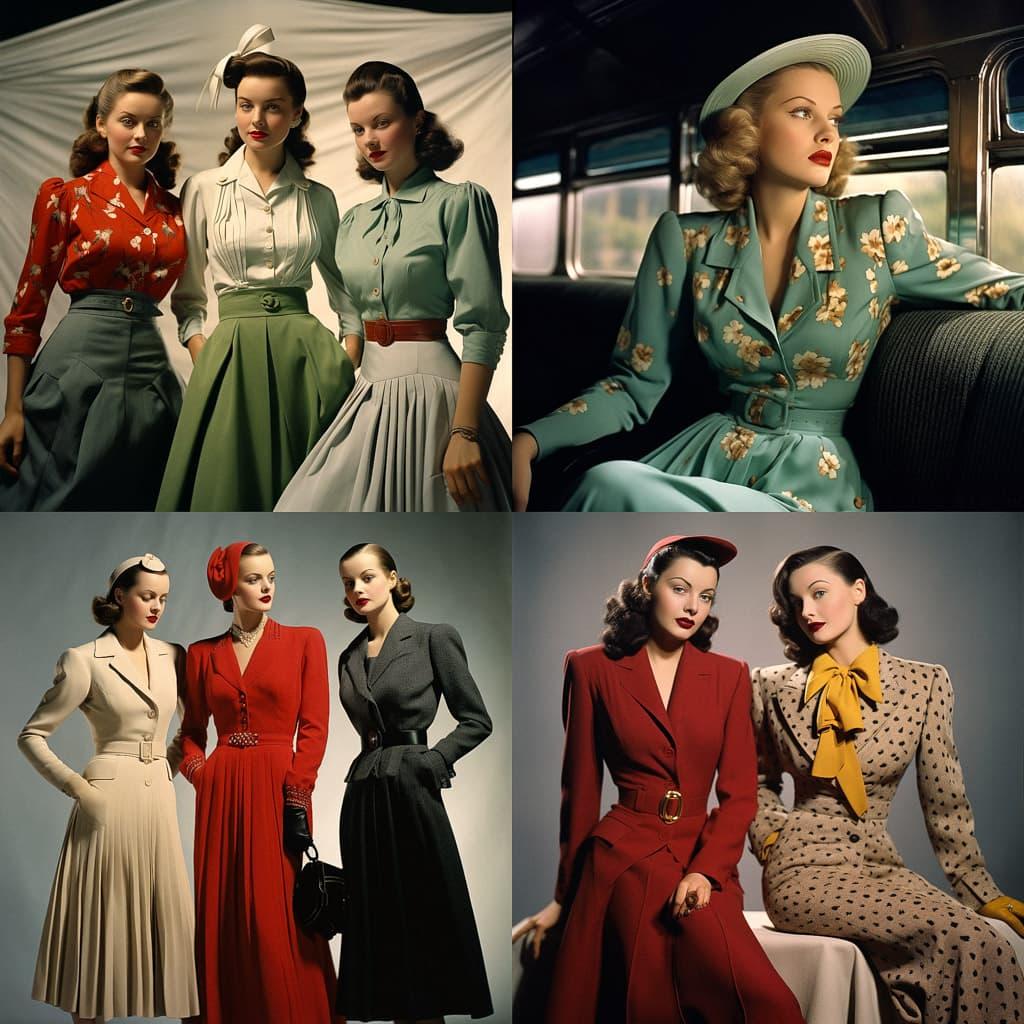 1940s fashion style, Midjourney V5.2, render 1 of 4