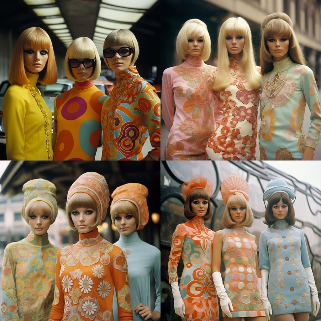 1960s fashion style, Midjourney V5.2, render 1 of 4
