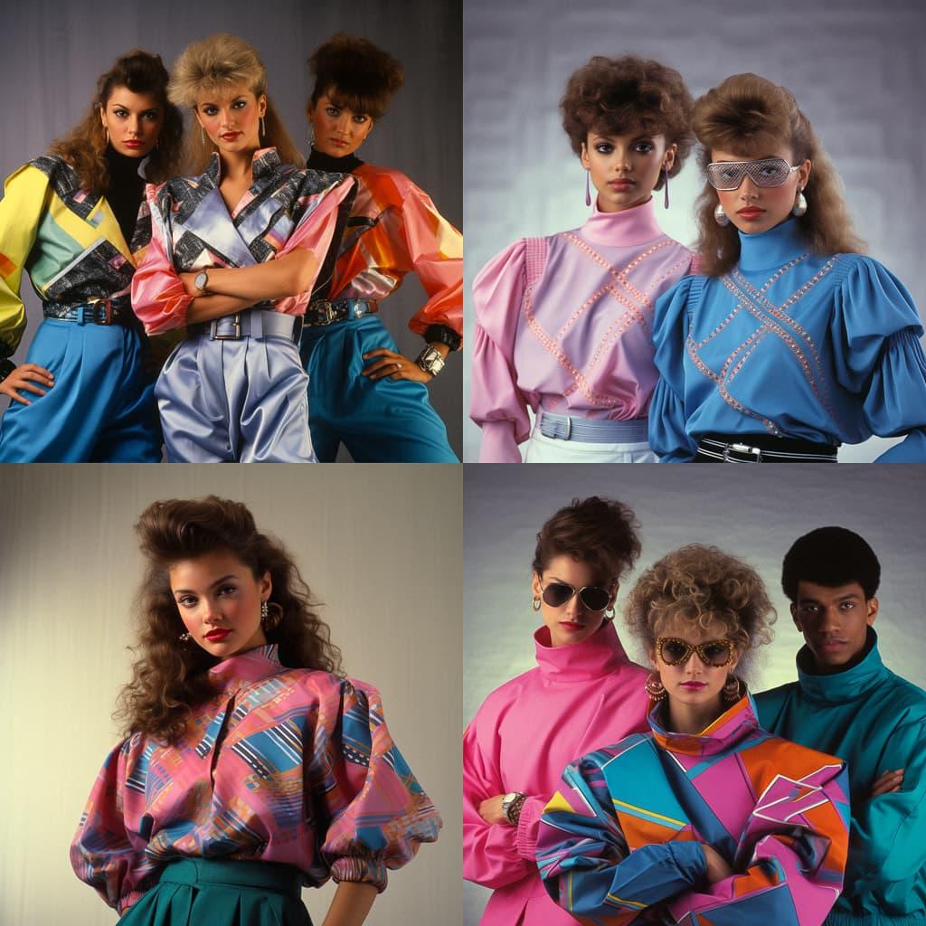1980s fashion style, Midjourney V5.2, render 1 of 4