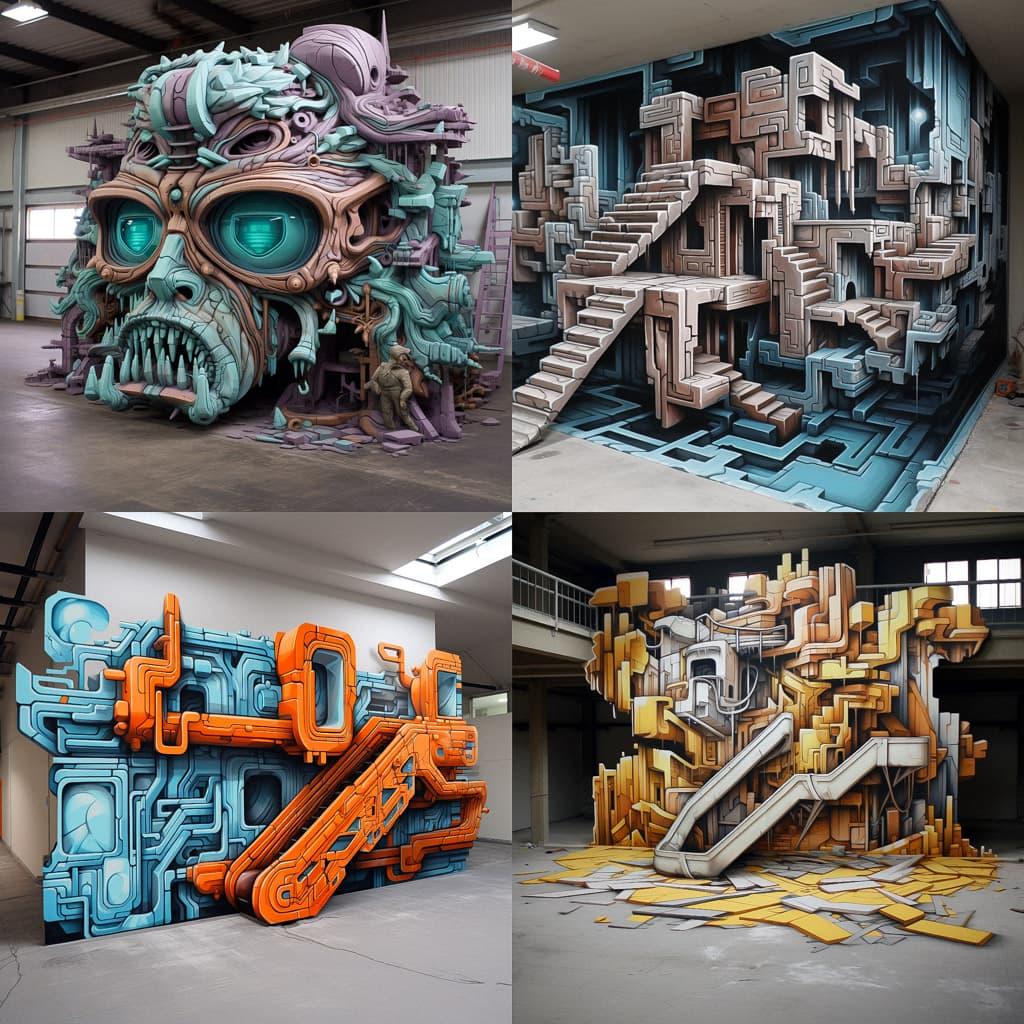 3D graffiti style, Midjourney V5.2, render 1 of 4
