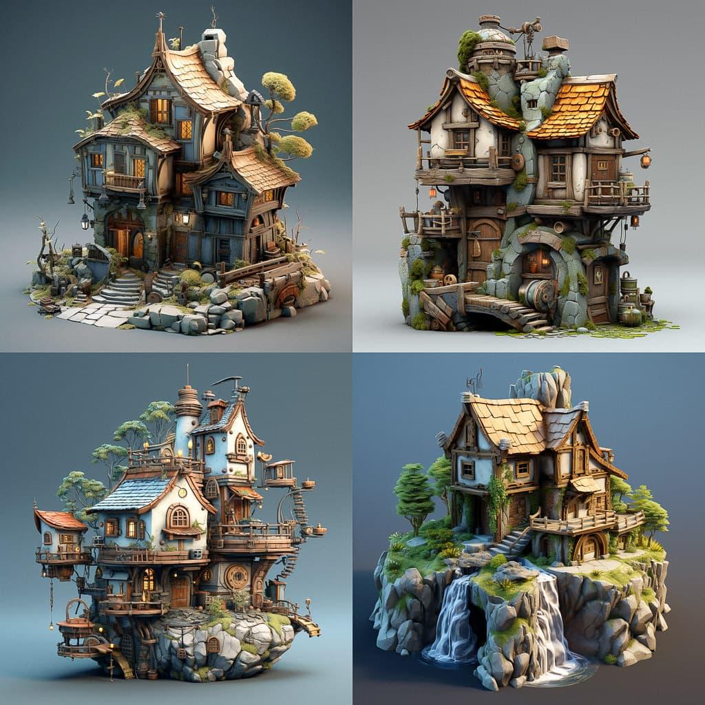 3D model style, Midjourney V5.2, render 1 of 4