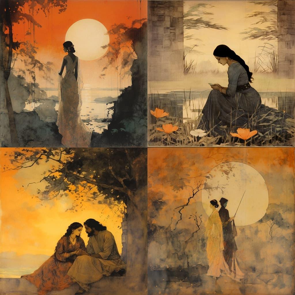 Abanindranath Tagore style, Midjourney V5.2, render 1 of 4