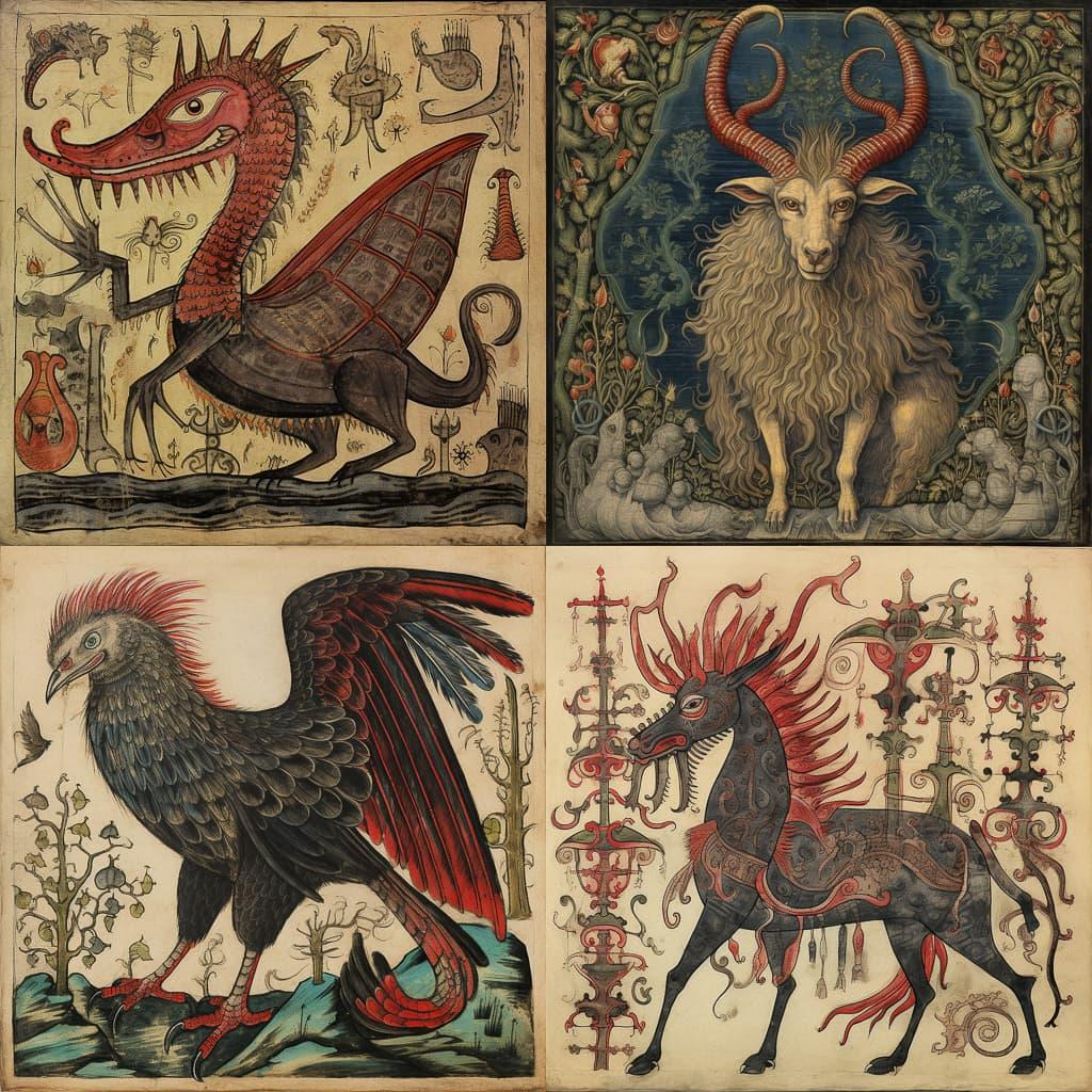 Aberdeen Bestiary style, Midjourney V5.2, render 1 of 4