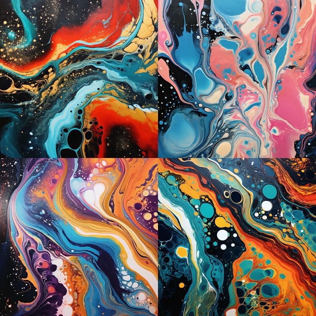 Acrylic pour style, Midjourney V5.2, render 1 of 4