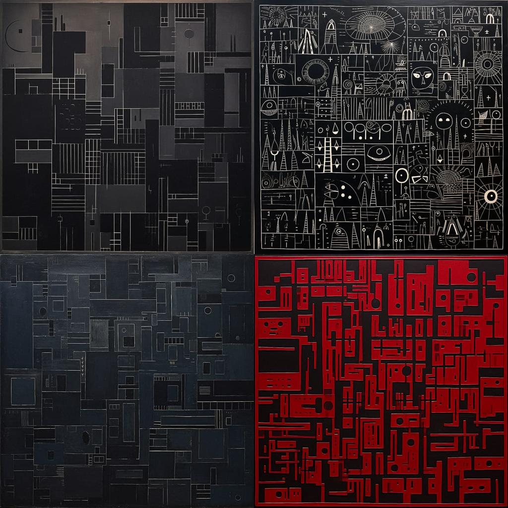Ad Reinhardt style, Midjourney V5.2, render 1 of 4