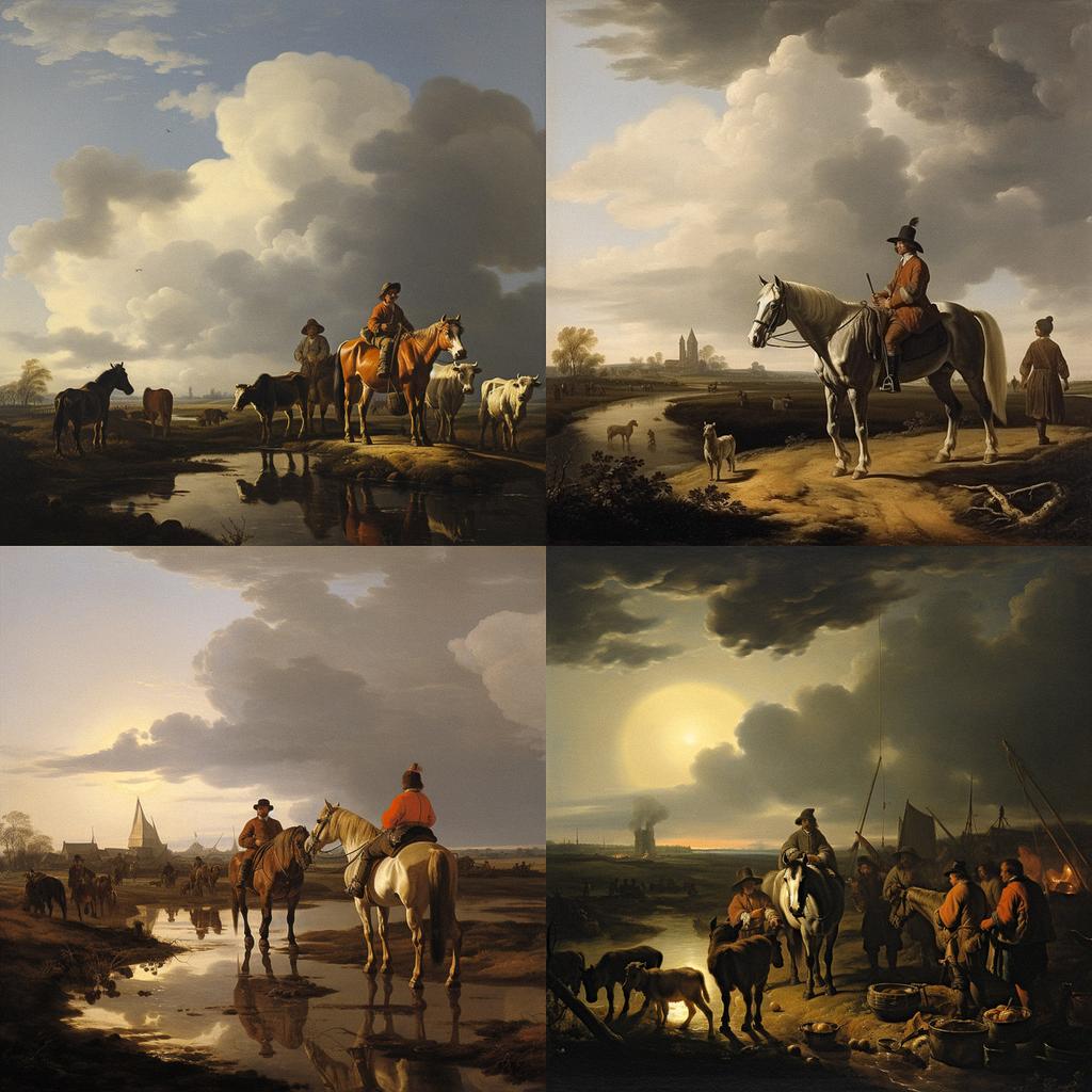 Aelbert Cuyp style, Midjourney V5.2, render 1 of 4