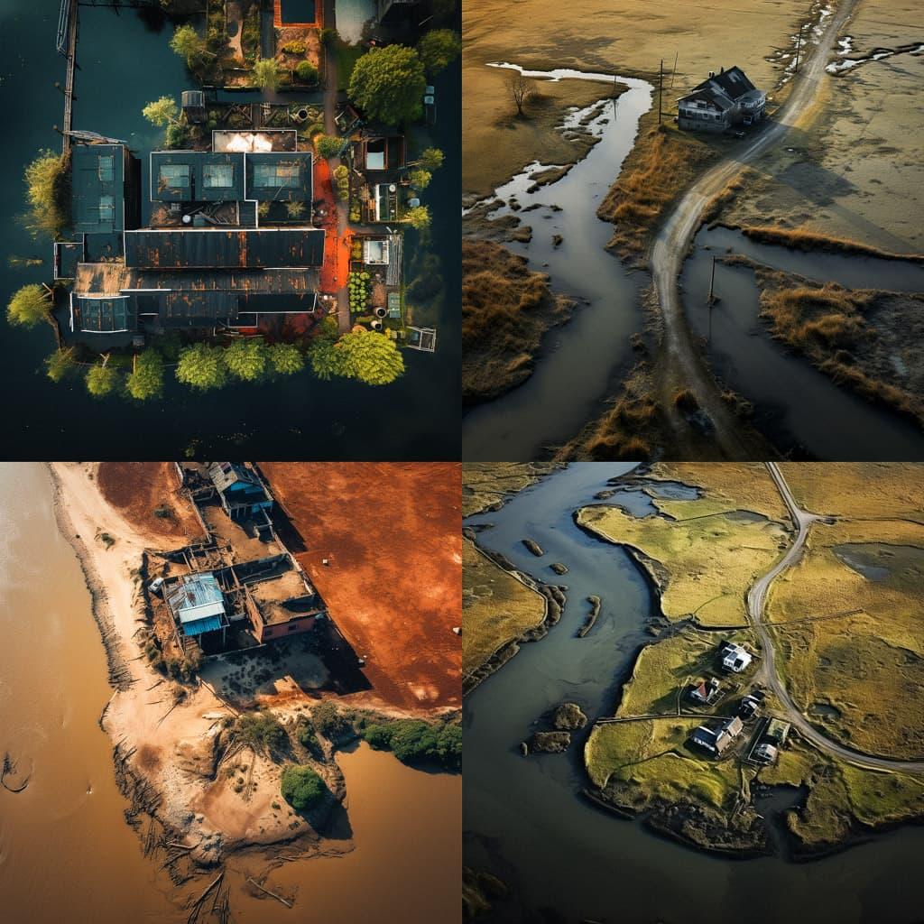 Aerial photography style, Midjourney V5.2, render 1 of 4