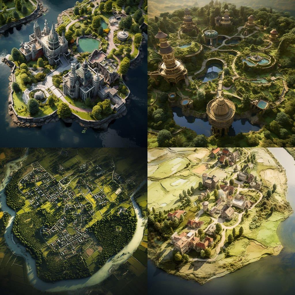 Aerial view style, Midjourney V5.2, render 1 of 4
