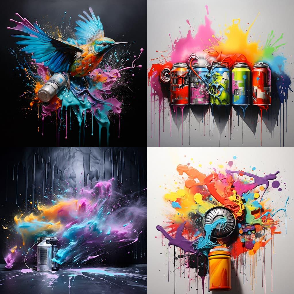 Aerosol paint style, Midjourney V5.2, render 1 of 4