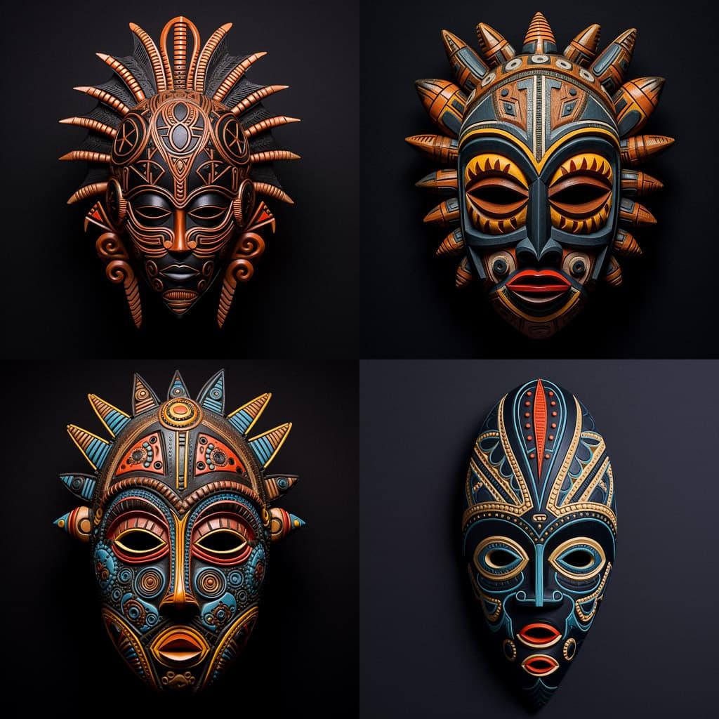 African mask style, Midjourney V5.2, render 1 of 4