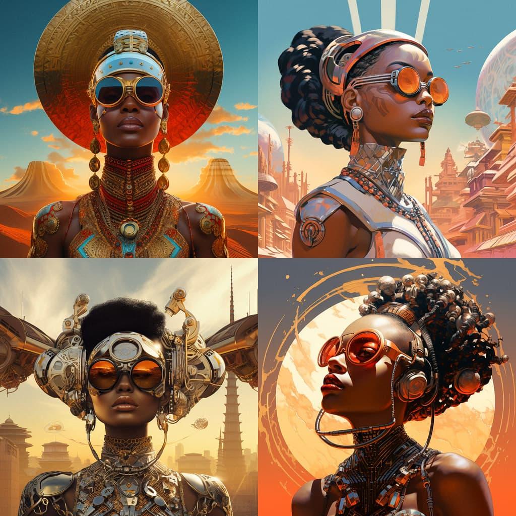 Afrofuturism style, Midjourney V5.2, render 1 of 4
