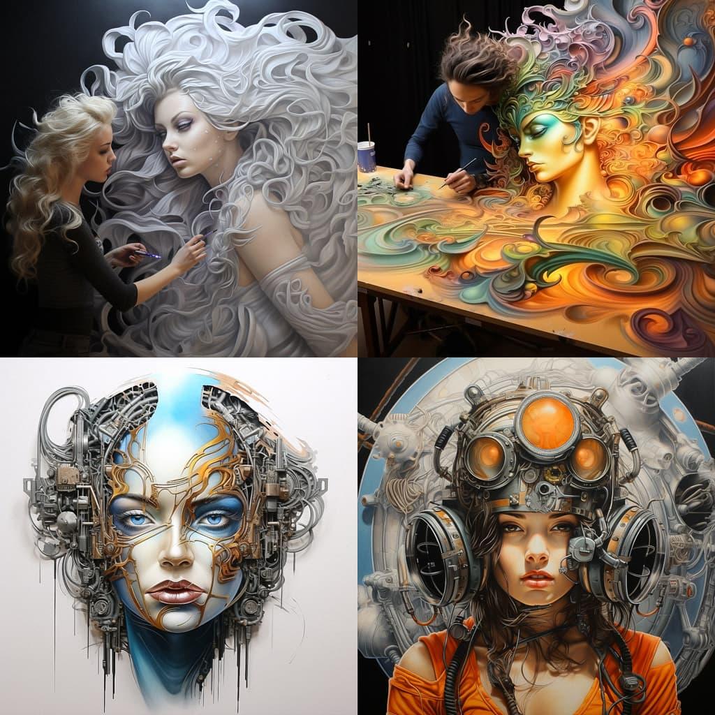 Airbrush drawing style, Midjourney V5.2, render 1 of 4