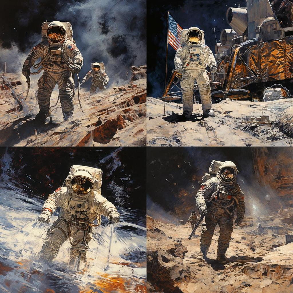 Alan Bean style, Midjourney V5.2, render 1 of 4