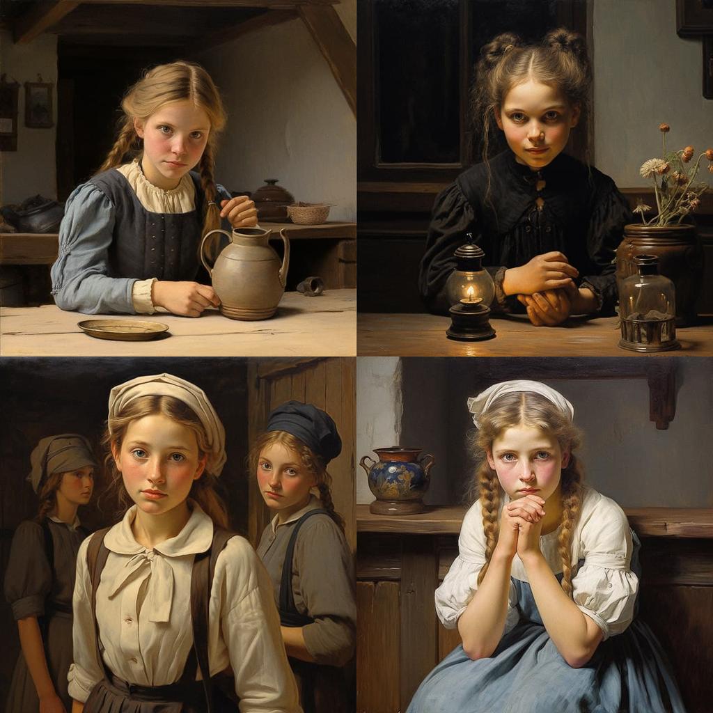 Albert Anker style, Midjourney V5.2, render 1 of 4
