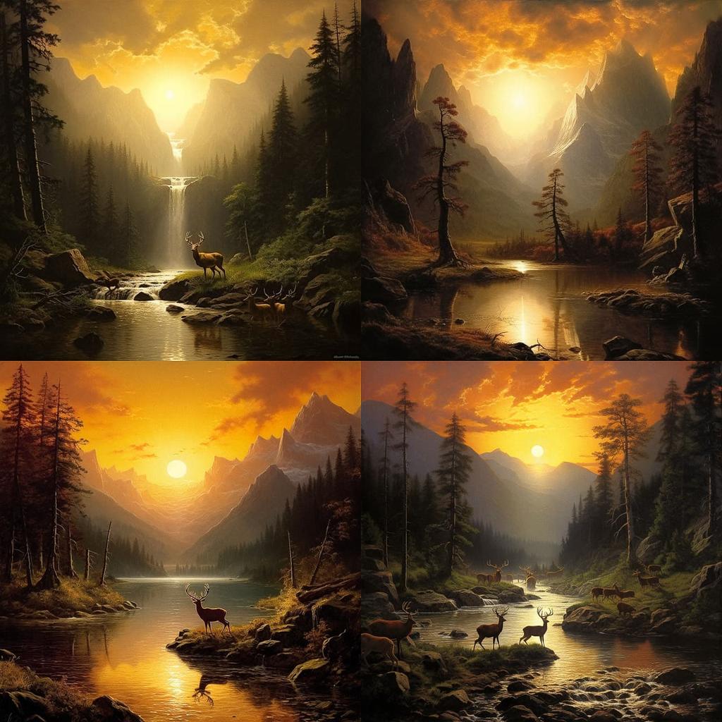 Albert Bierstadt style, Midjourney V5.2, render 1 of 4