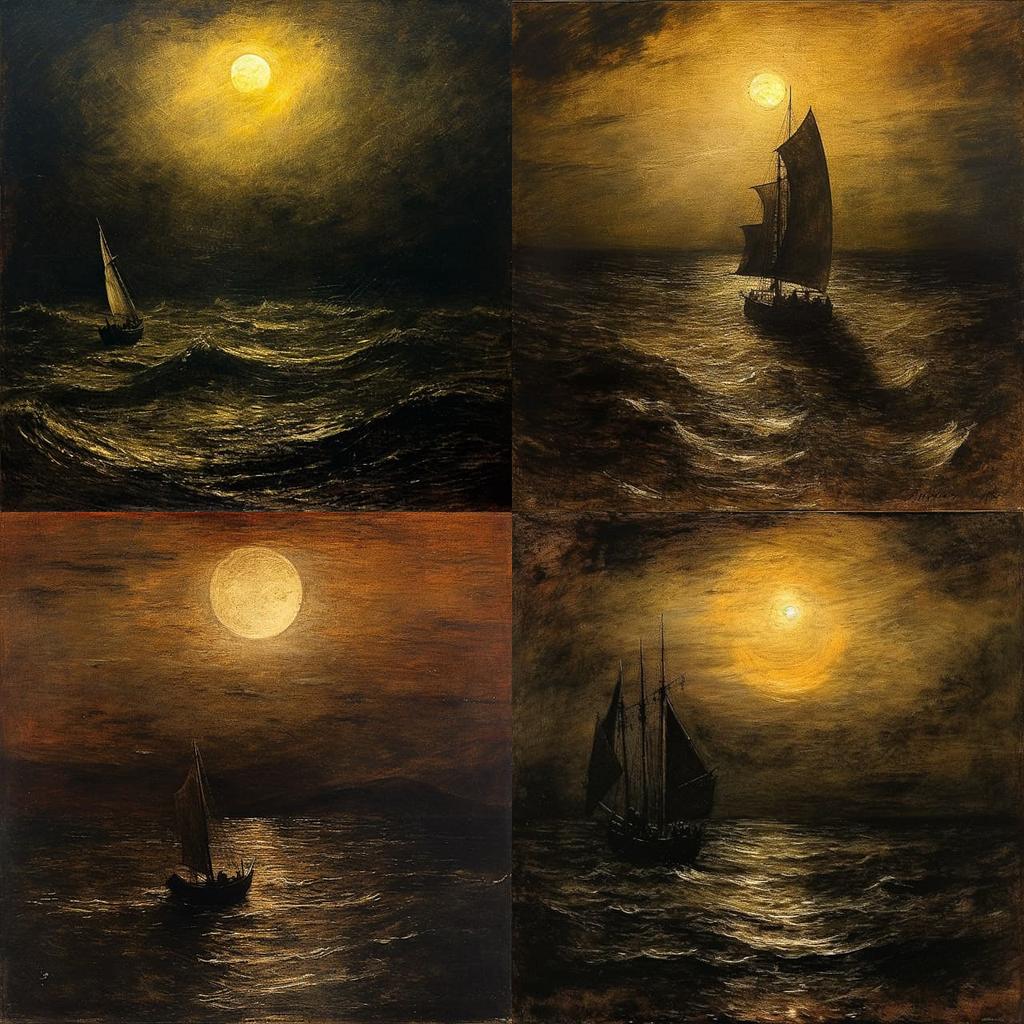 Albert Pinkham Ryder style, Midjourney V5.2, render 1 of 4