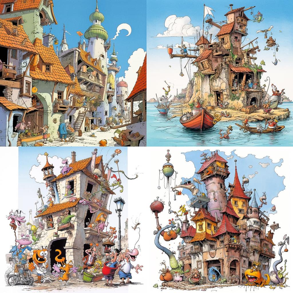 Albert Uderzo style, Midjourney V5.2, render 1 of 4