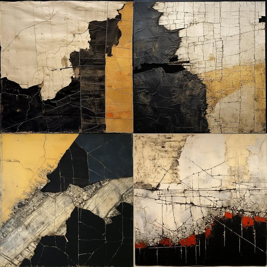 Alberto Burri style, Midjourney V5.2, render 1 of 4