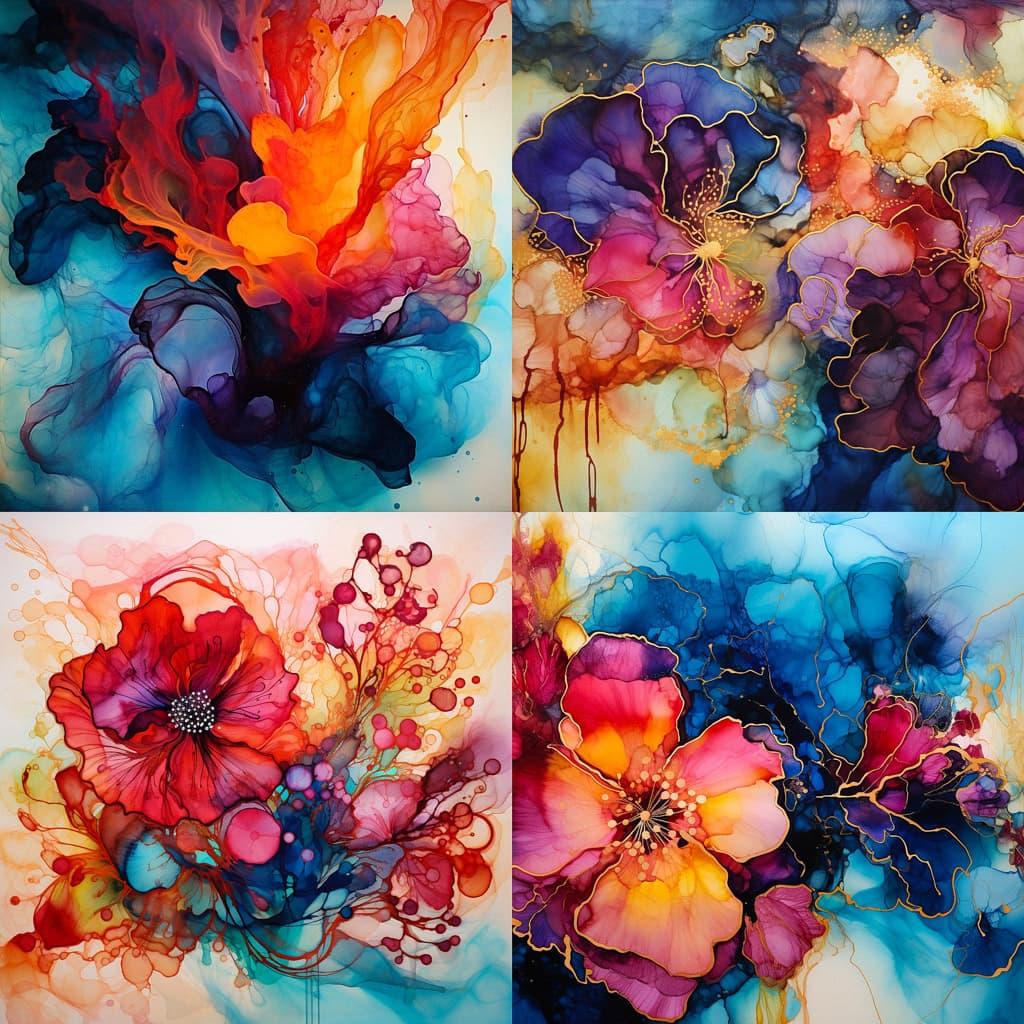 Alcohol ink style, Midjourney V5.2, render 1 of 4