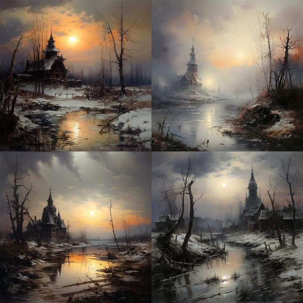 Aleksey Savrasov style, Midjourney V5.2, render 1 of 4