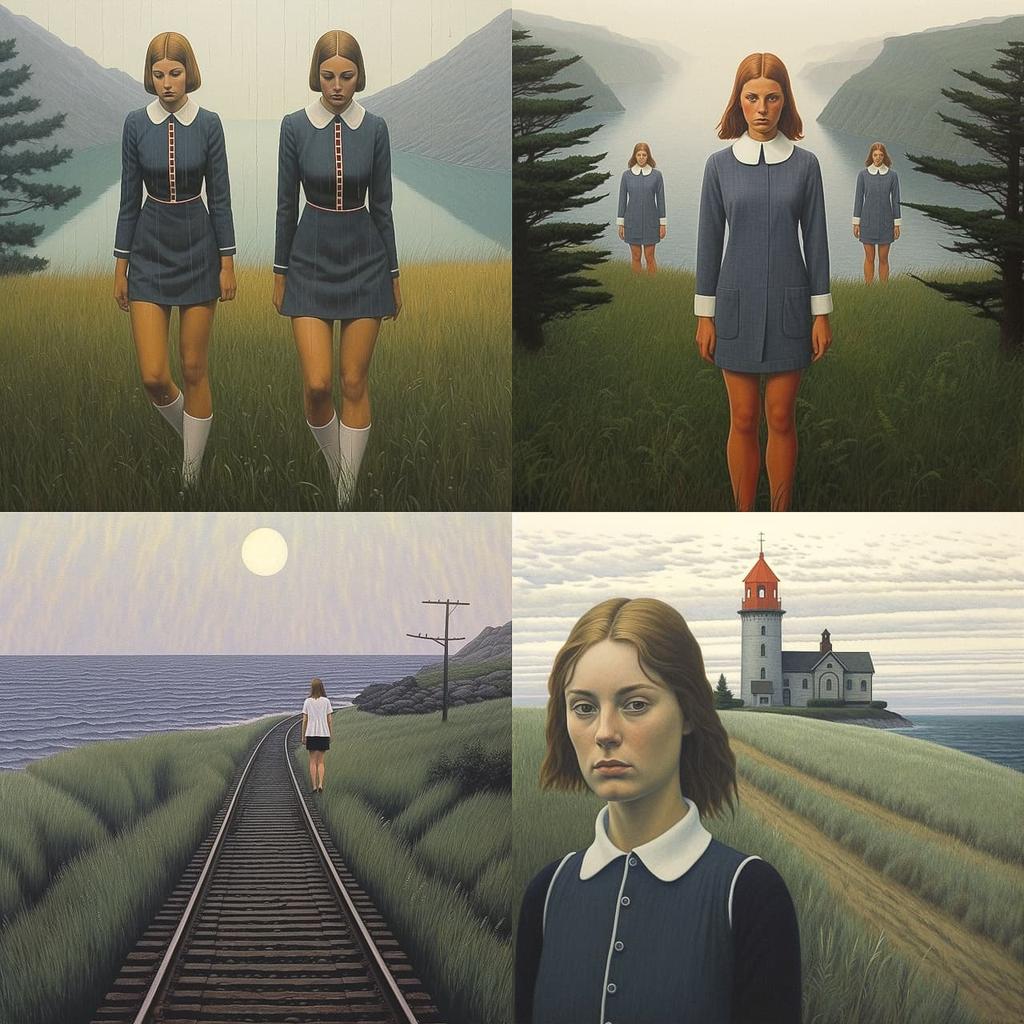 Alex Colville style, Midjourney V5.2, render 1 of 4