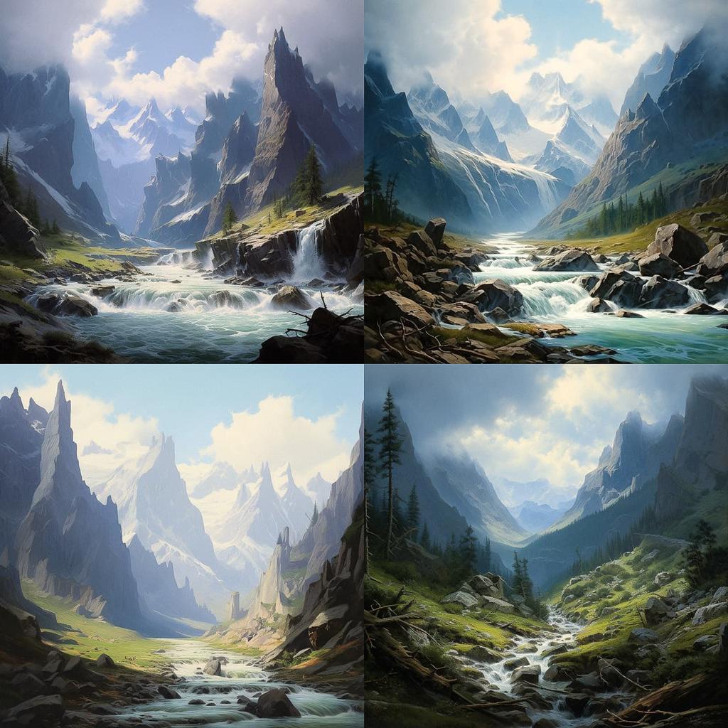 Alexandre Calame style, Midjourney V5.2, render 1 of 4