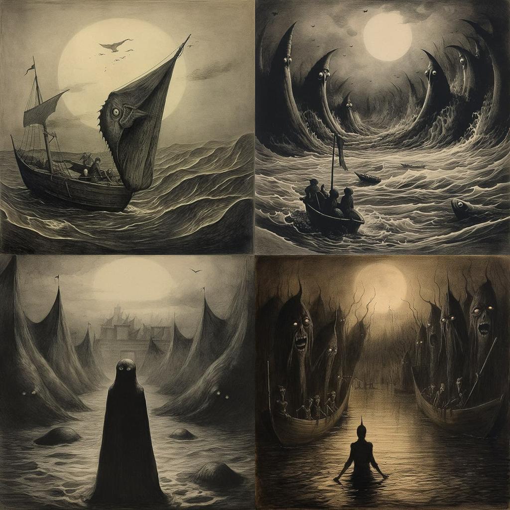 Alfred Kubin style, Midjourney V5.2, render 1 of 4