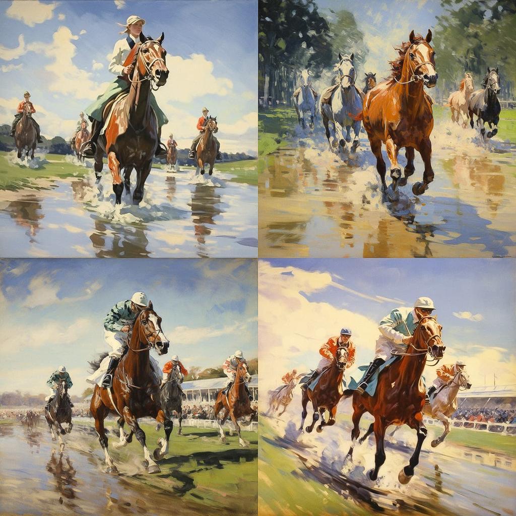 Alfred Munnings style, Midjourney V5.2, render 1 of 4