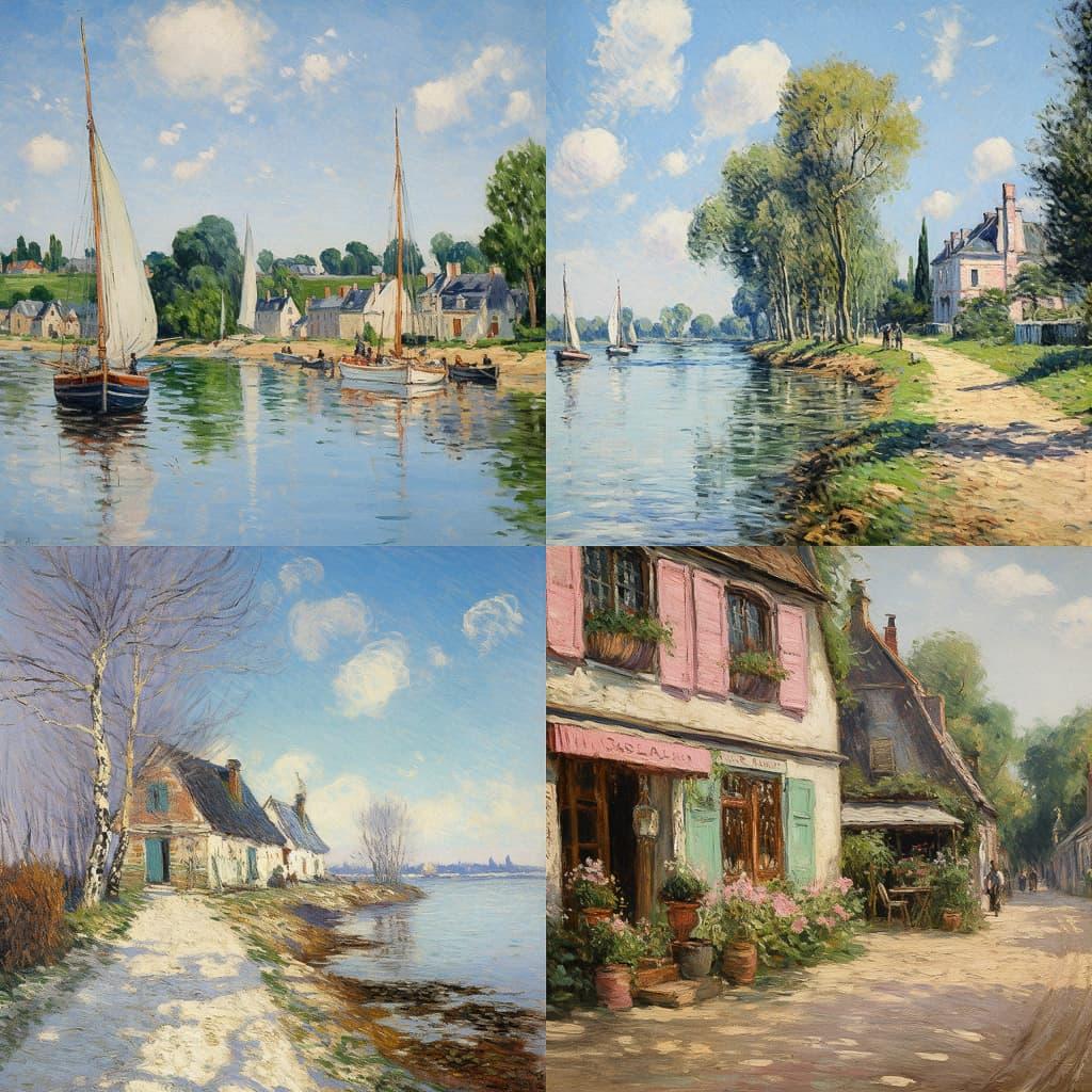 Alfred Sisley style, Midjourney V5.2, render 1 of 4