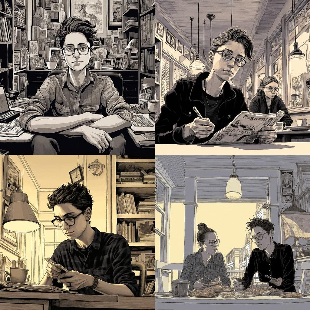 Alison Bechdel style, Midjourney V5.2, render 1 of 4