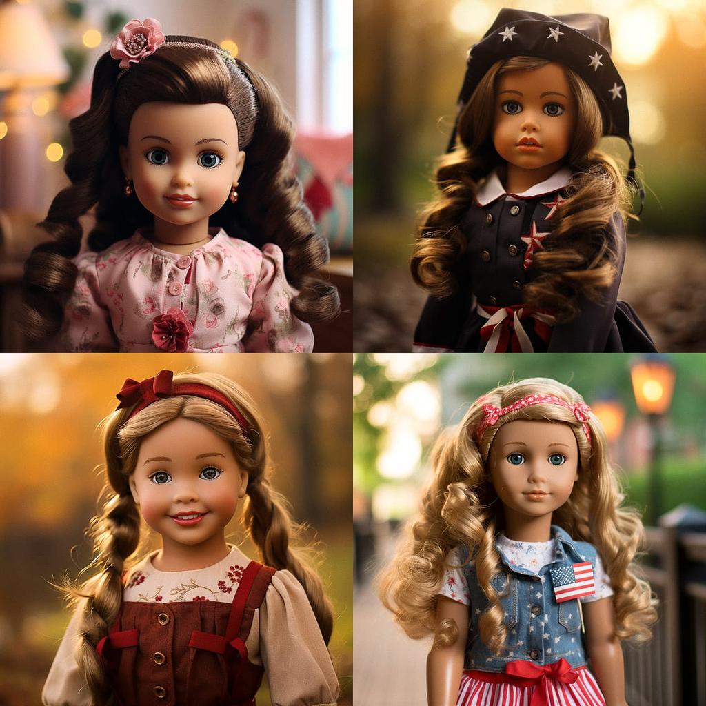 American Girl doll style, Midjourney V5.2, render 1 of 4