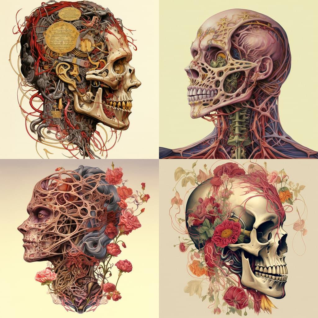 Anatomical illustration style, Midjourney V5.2, render 1 of 4