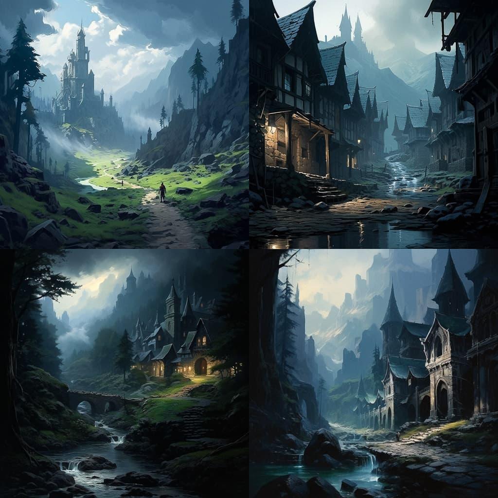 Andreas Rocha style, Midjourney V5.2, render 1 of 4