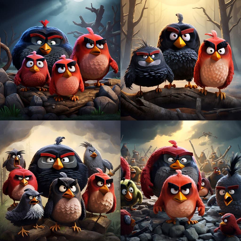 Angry Birds style, Midjourney V5.2, render 1 of 4