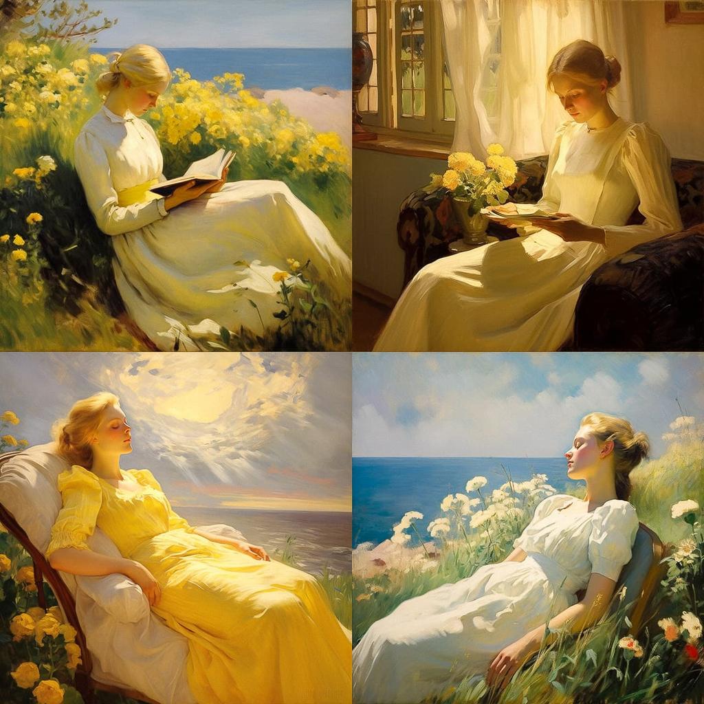Anna Ancher style, Midjourney V5.2, render 1 of 4