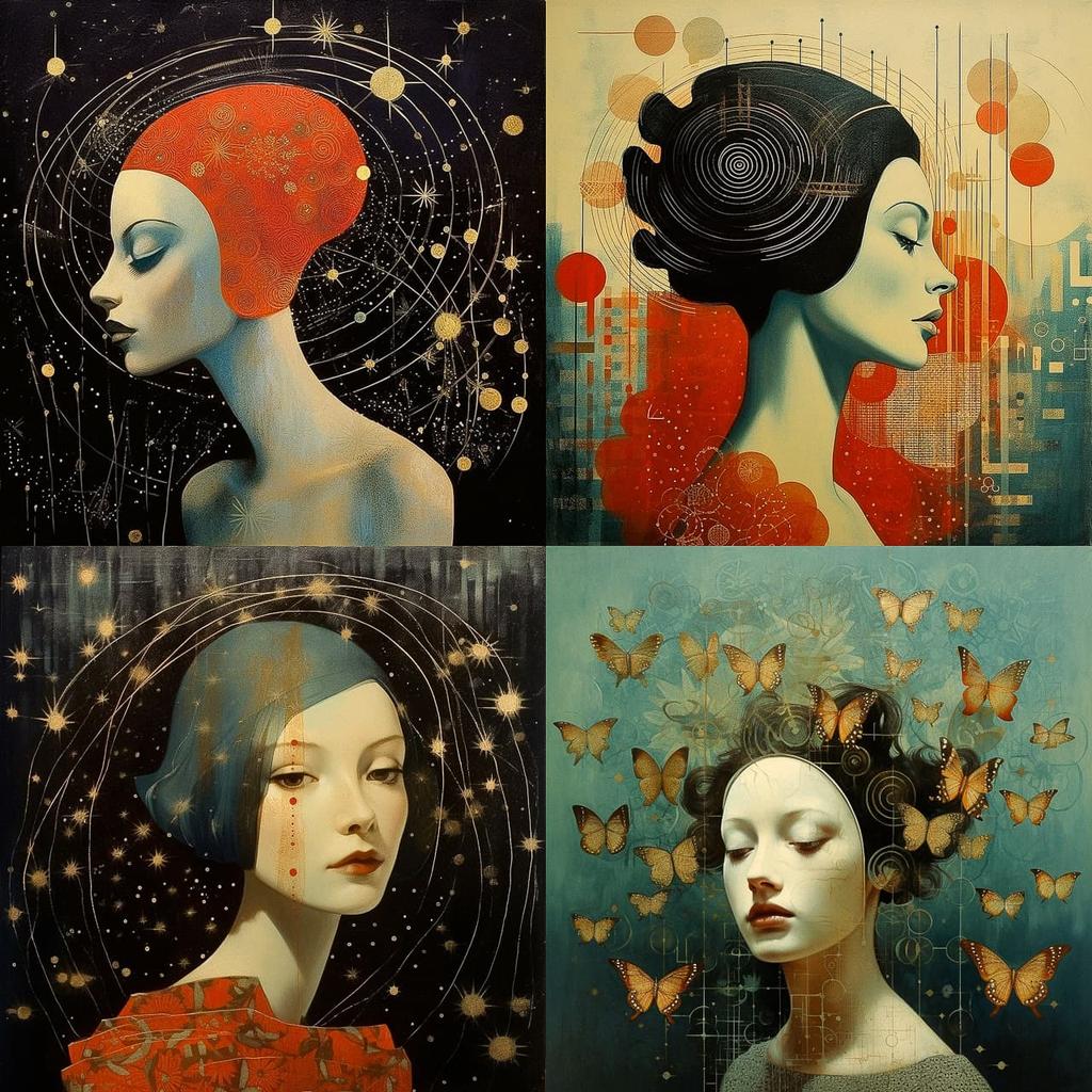 Anna and Elena Balbusso style, Midjourney V5.2, render 1 of 4