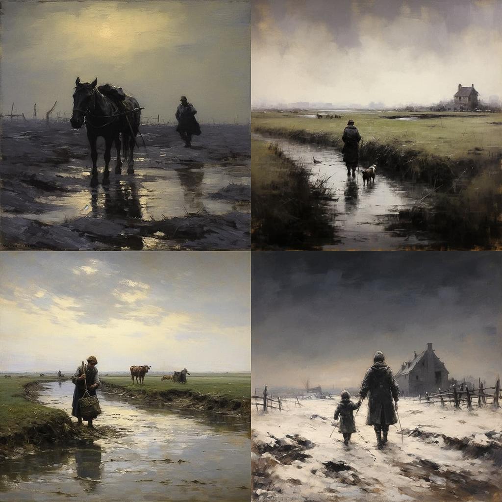 Anton Mauve style, Midjourney V5.2, render 1 of 4