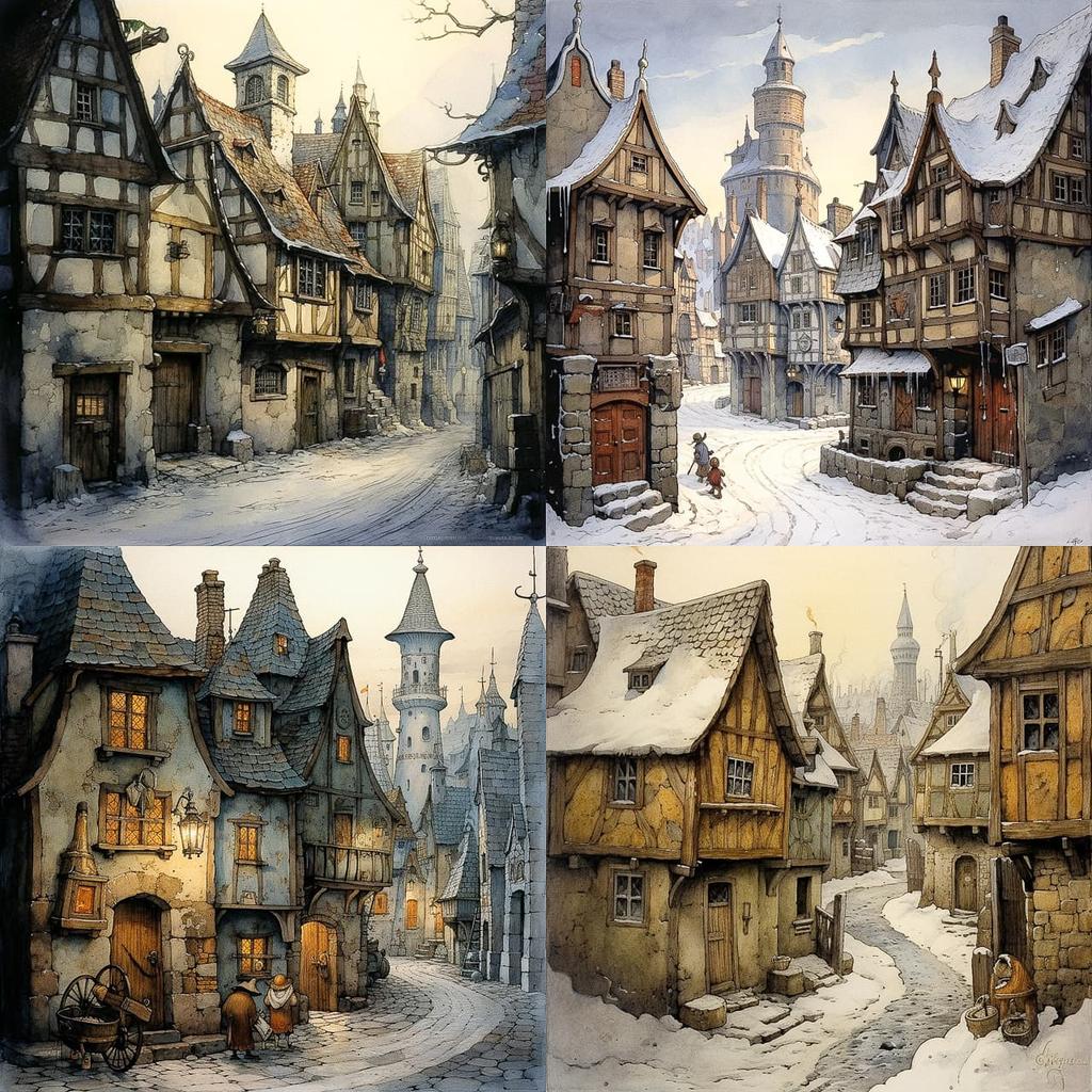 Anton Pieck style, Midjourney V5.2, render 1 of 4
