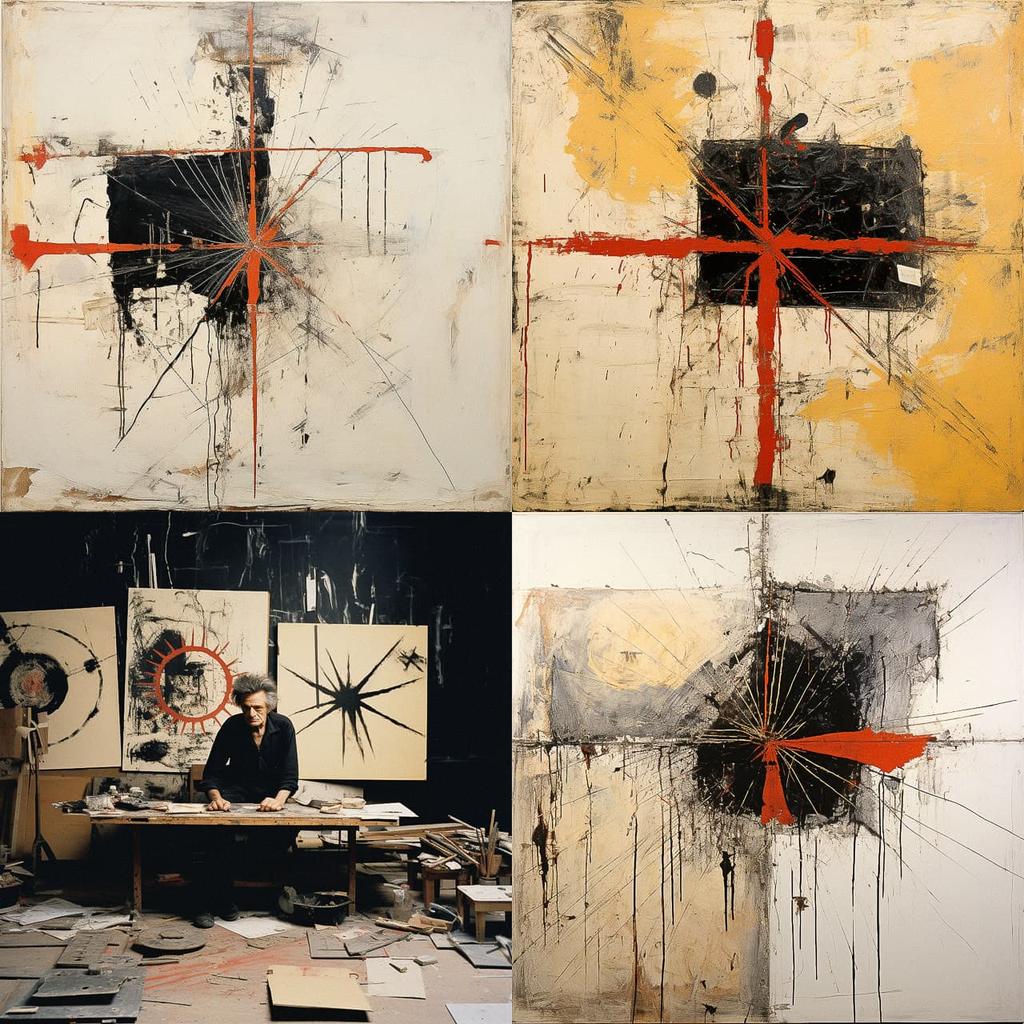 Antoni Tapies style, Midjourney V5.2, render 1 of 4