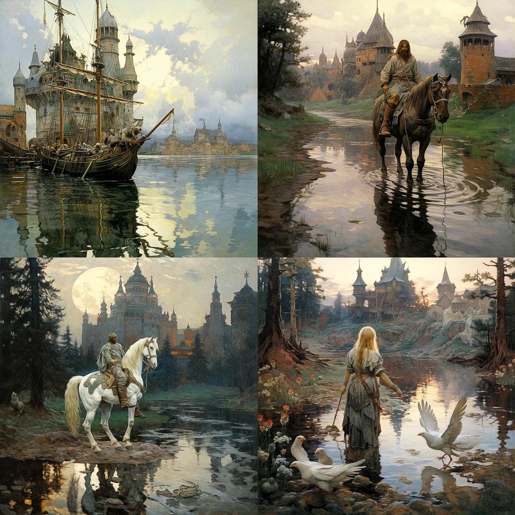 Apollinary Vasnetsov style, Midjourney V5.2, render 1 of 4