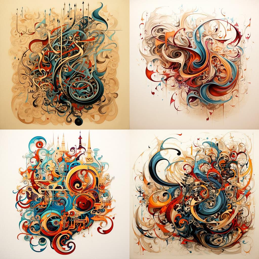 Arabic calligraphy style, Midjourney V5.2, render 1 of 4