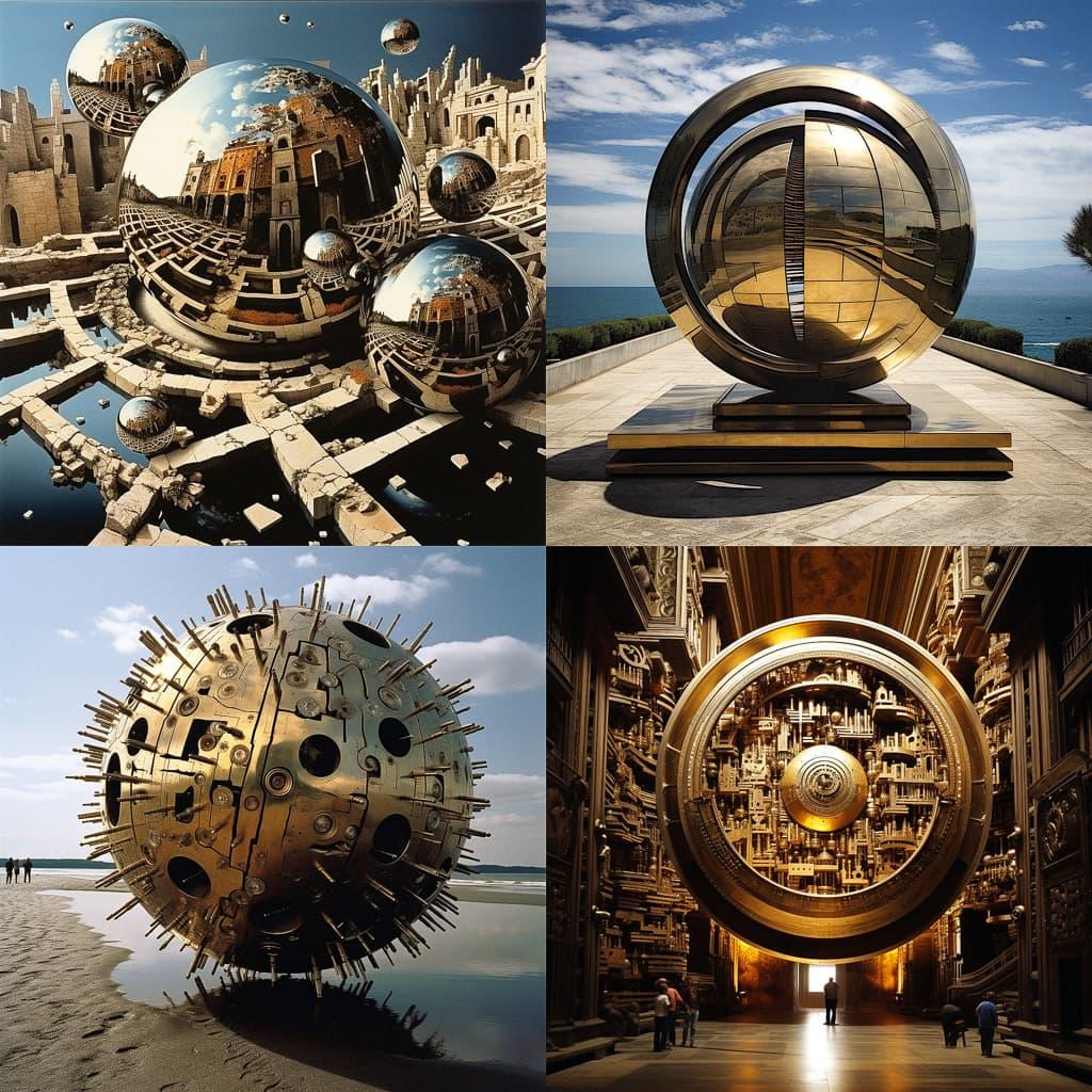 Arnaldo Pomodoro style, Midjourney V5.2, render 1 of 4