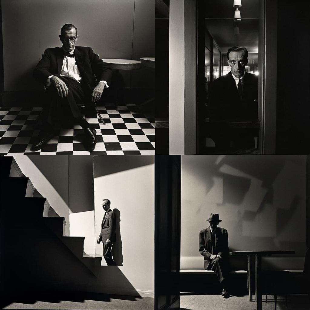 Arnold Newman style, Midjourney V5.2, render 1 of 4