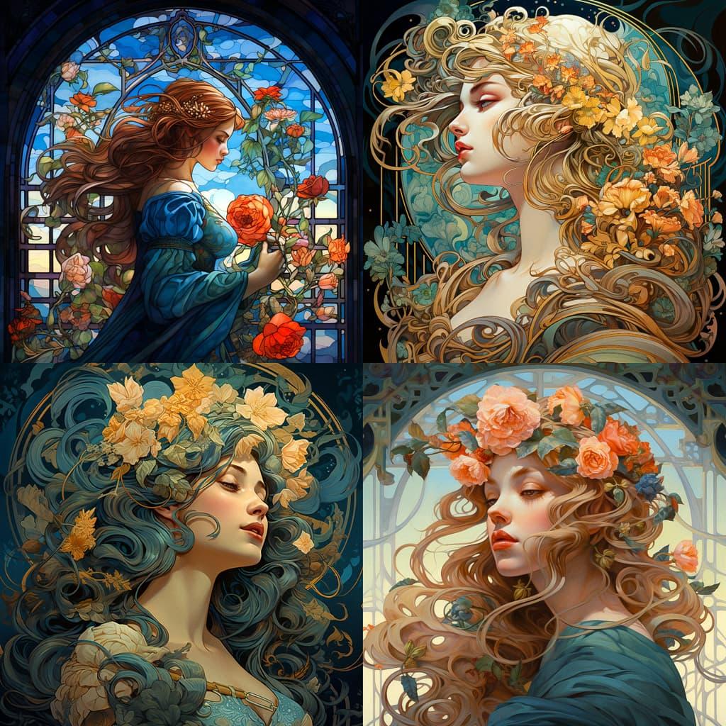 Art Nouveau style, Midjourney V5.2, render 1 of 4