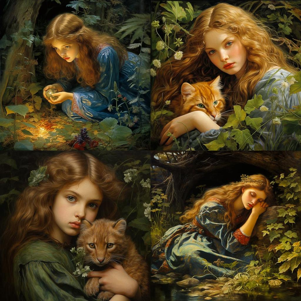 Arthur Hughes style, Midjourney V5.2, render 1 of 4