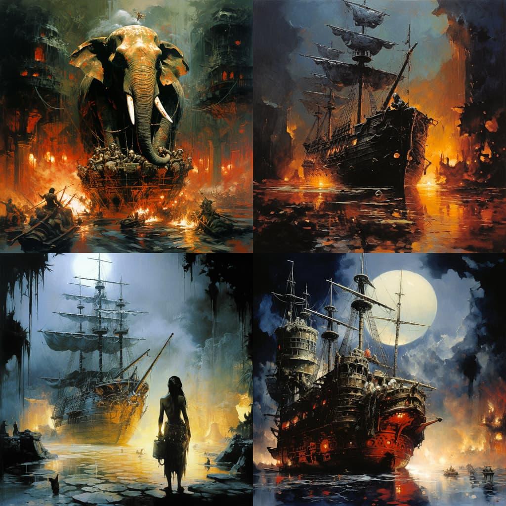 Arthur Suydam style, Midjourney V5.2, render 1 of 4