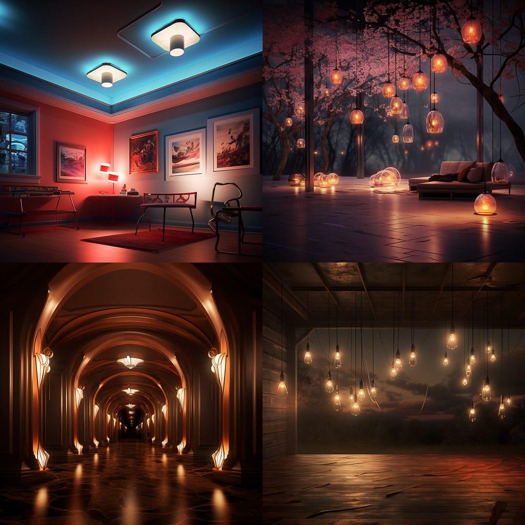 Artificial lighting style, Midjourney V5.2, render 1 of 4